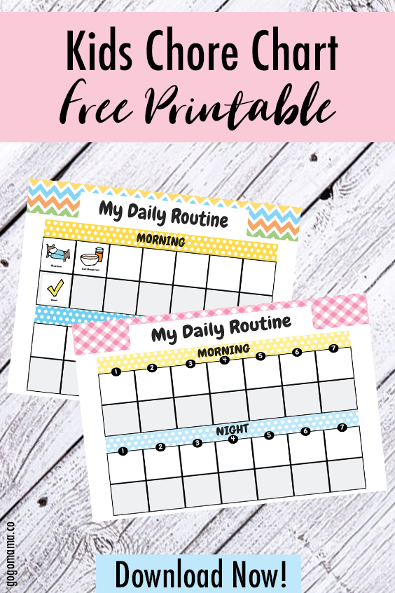 Chore Chart Template for Kids Pin Image