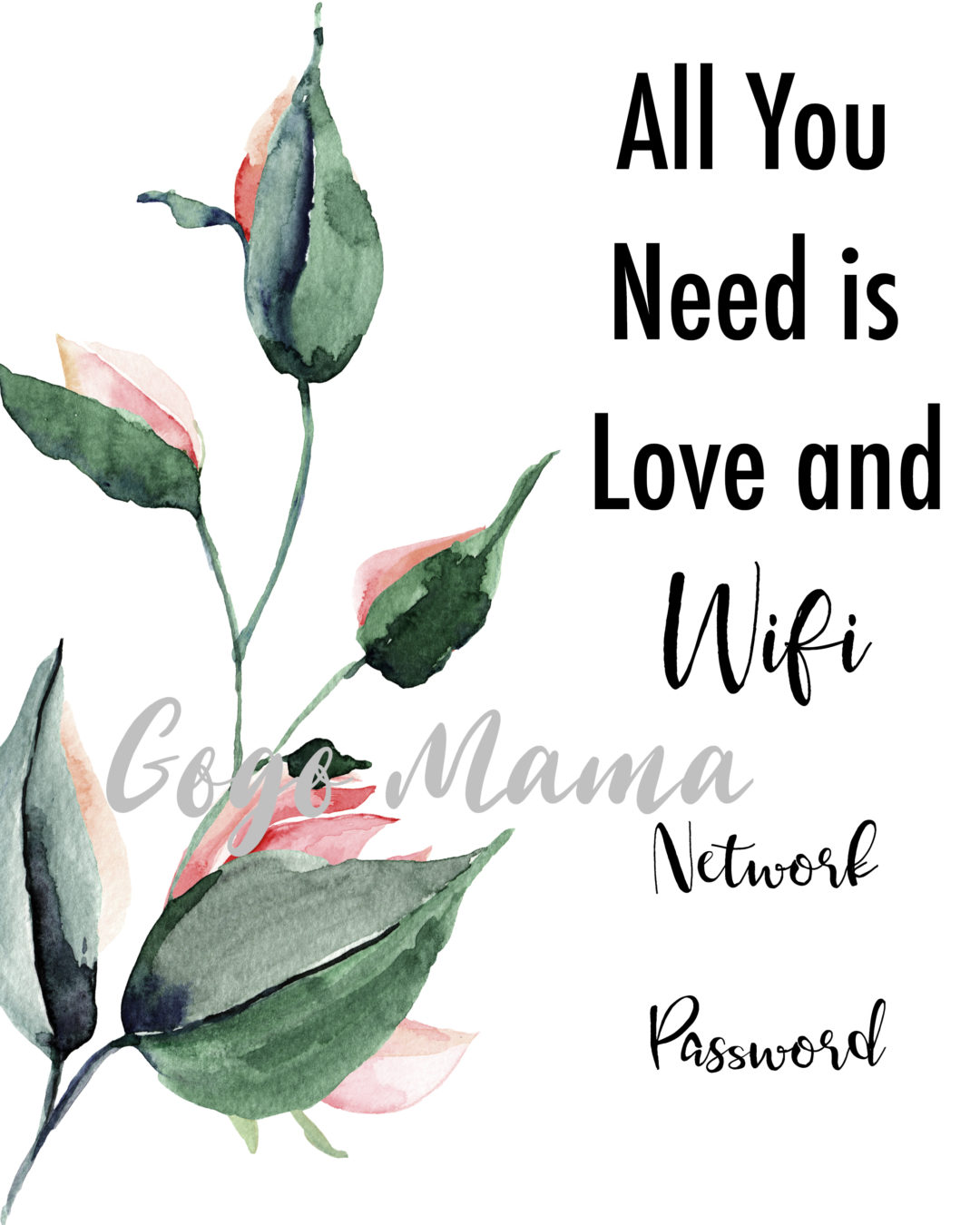 WIFI Printable Template in 8x10, 5x7 and 4x6 - Gogo Mama