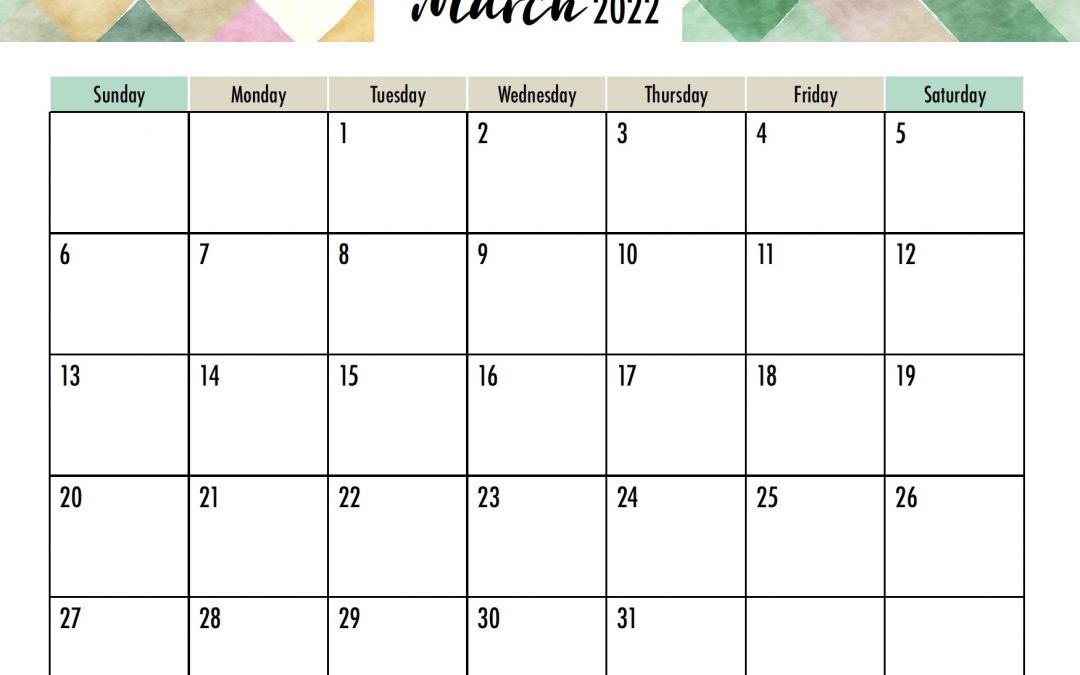 March 2022 Calendar Free Printable